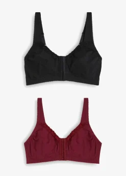 bonprix Lot de 2 soutiens-gorge fermeture devant sans armatures avec coton|Femme Lingerie Coton|Soutiens-Gorge
