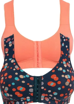 Femme bonprix Grands Bonnets D-H|Lingerie Coton|Lot de 2 soutiens-gorge fermeture devant sans armatures avec coton