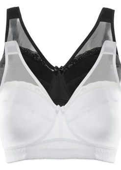 bonprix Lot de 2 soutiens-gorge grand maintien sans armatures, bretelles rembourrées|Femme Soutiens-Gorge|Grands Bonnets D-H