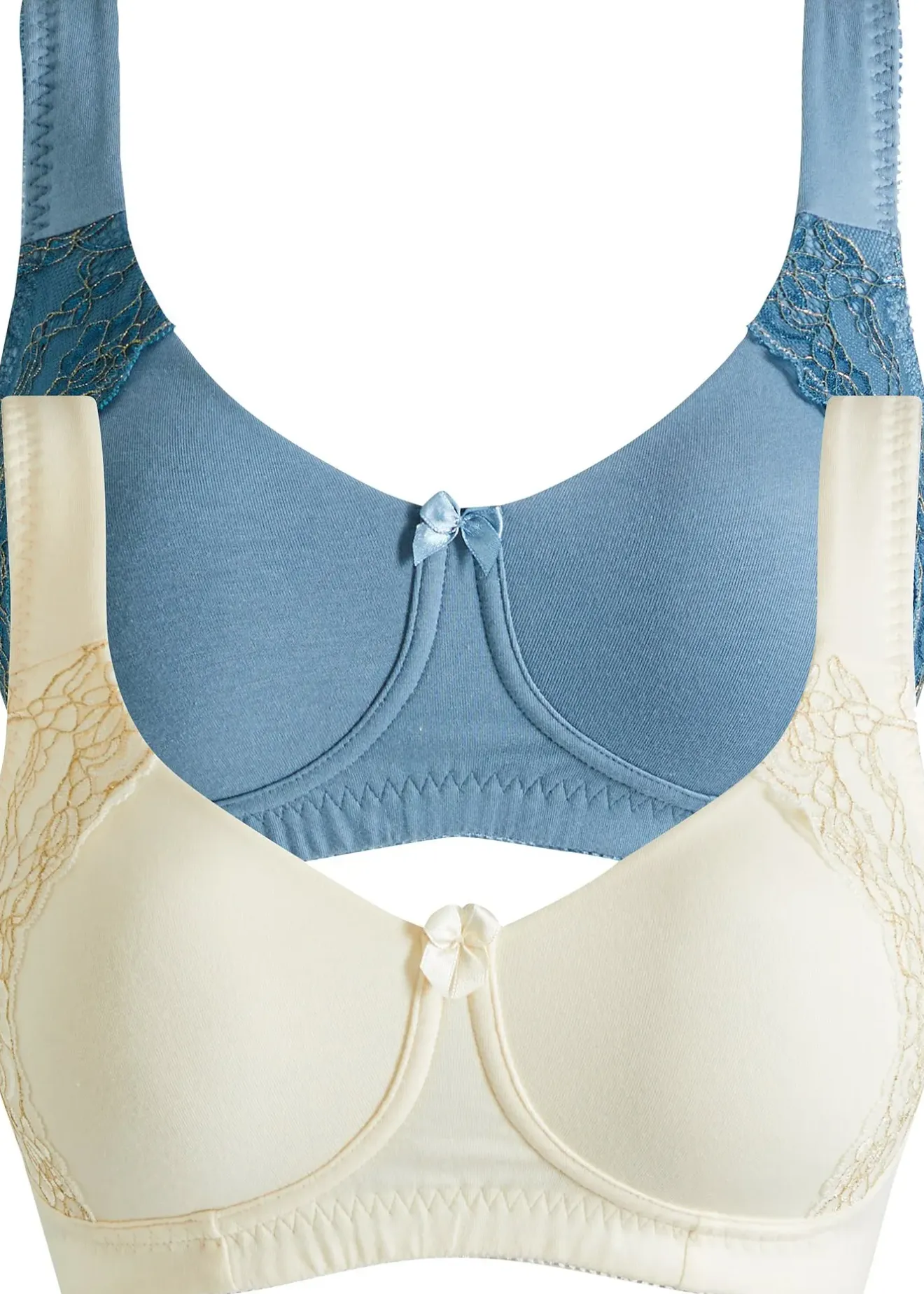 bonprix Lot de 2 soutiens-gorge moulés coton sans armatures|Femme Grands Bonnets D-H|Basiques