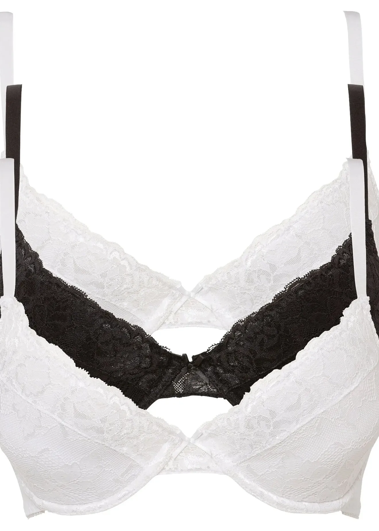 bonprix Lot de 3 soutiens-gorge push-up avec dentelle|Femme Grands Bonnets D-H|Dessous