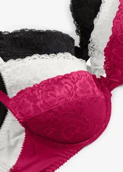 bonprix Lot de 3 soutiens-gorge push-up avec dentelle|Femme Grands Bonnets D-H|Dessous