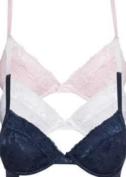 Femme bonprix Grands Bonnets D-H|Dessous|Lot de 3 soutiens-gorge push-up avec dentelle
