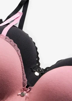 bonprix Lot de 2 soutiens-gorge push-up coton sans armatures|Femme Lingerie Coton|Soutiens-Gorge