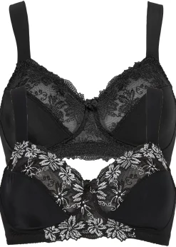 Femme bonprix Grands Bonnets D-H|Soutiens-Gorge|Lot de 2 soutiens-gorge sans armatures à bretelles rembourrées