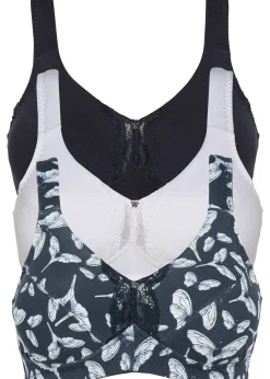 Femme bonprix Grands Bonnets D-H|Lingerie Coton|Lot de 3 soutiens-gorge sans armatures avec coton