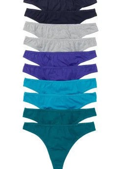 bonprix Lot de 10 strings|Femme Basiques|Lingerie Coton