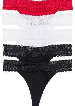 Femme bonprix Lingerie Coton|Bas|Lot de 5 strings à dentelle