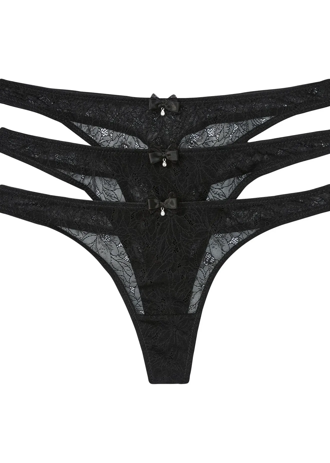 bonprix Lot de 3 strings en dentelle|Femme Dessous|Bas