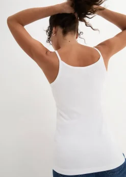 bonprix Lot de 3 tops à bretelles spaghetti 100% coton|Femme Tricots De Peau|Basiques