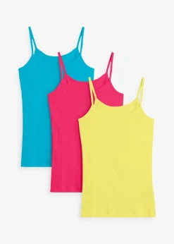 Femme bonprix Tricots De Peau|Basiques|Lot de 3 tops à bretelles spaghetti 100% coton