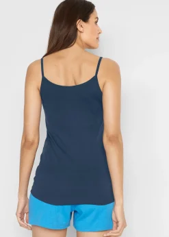bonprix Lot de 3 tops à bretelles spaghetti 100% coton|Femme Tricots De Peau|Basiques