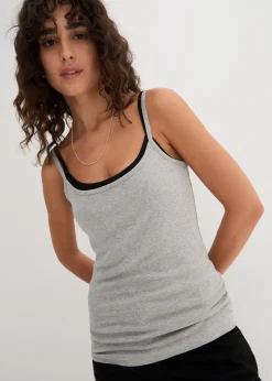 Femme bonprix Tricots De Peau|Basiques|Lot de 3 tops à bretelles spaghetti 100% coton