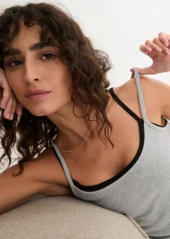 Femme bonprix Tricots De Peau|Basiques|Lot de 3 tops à bretelles spaghetti 100% coton