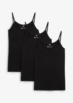 bonprix Lot de 3 tops à bretelles spaghetti 100% coton|Femme Tricots De Peau|Basiques