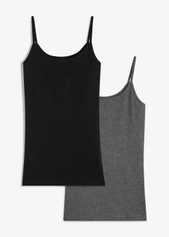 Femme bonprix Tricots De Peau|Basiques|Lot de 2 tops à fines bretelles 100% coton