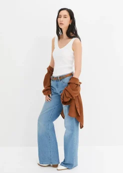 Femme bonprix T-Shirts & Tops|Lot de 2 tops côtelés 100% coton