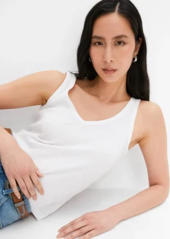 Femme bonprix T-Shirts & Tops|Lot de 2 tops côtelés 100% coton