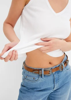 Femme bonprix T-Shirts & Tops|Lot de 2 tops côtelés 100% coton