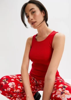 Femme bonprix Basiques|T-Shirts & Tops|Lot de 2 tops côtelés 100% coton