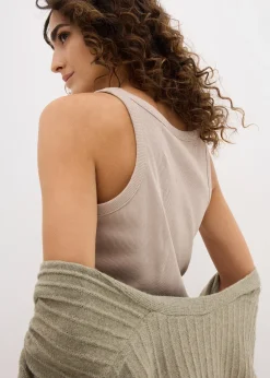 Femme bonprix Tricots De Peau|Basiques|Lot de 2 tops côtelés 100% coton