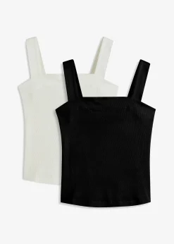 Femme bonprix Tricots De Peau|Basiques|Lot de 2 tops en coton côtelé