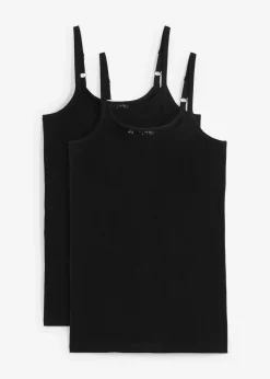 Femme bonprix Tricots De Peau|Basiques|Lot de 2 tops longs coton bretelles spaghetti