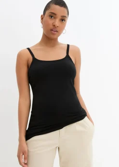 Femme bonprix Tricots De Peau|Basiques|Lot de 2 tops longs coton bretelles spaghetti