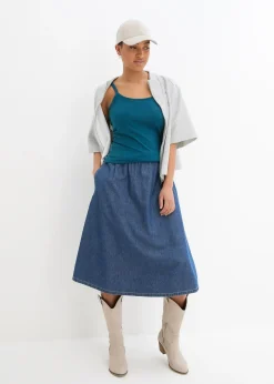 Femme bonprix Tricots De Peau|Basiques|Lot de 2 tops longs coton bretelles spaghetti