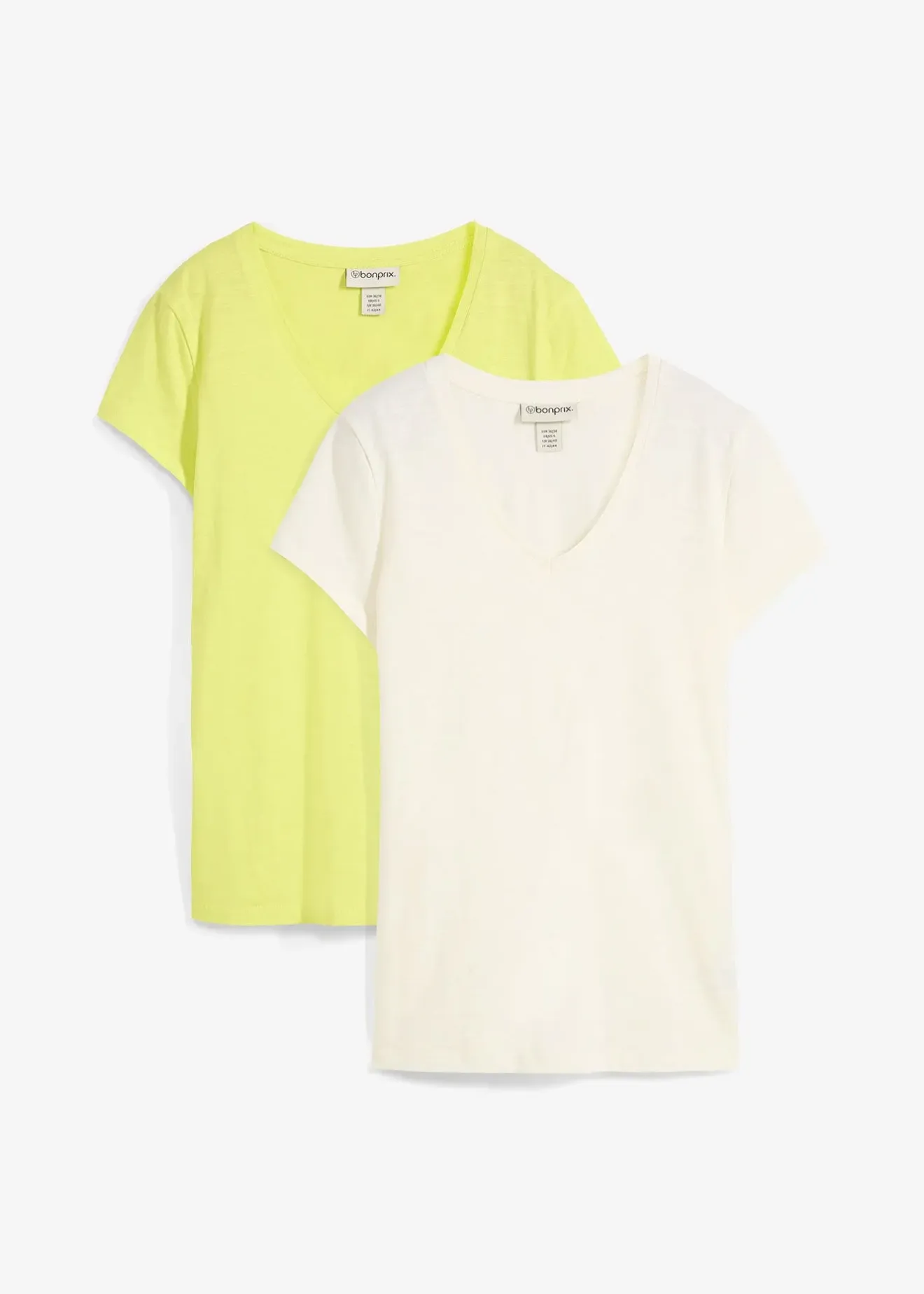 Femme bonprix Basiques|T-Shirts & Tops|Lot de 2 T-shirts 100% coton