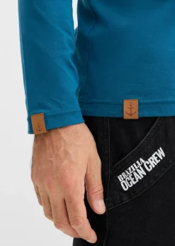 bonprix Lot de 2 T-shirts col tunisien manches longues, 100% coton|Homme T-Shirts & Polos