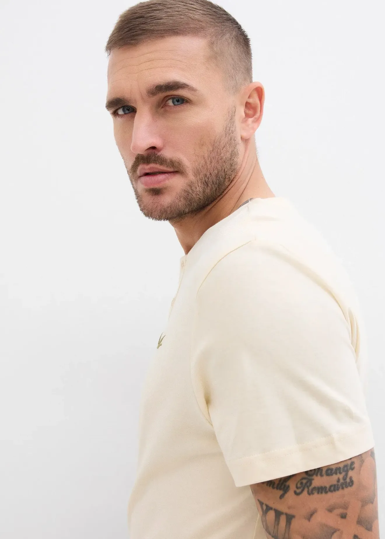 bonprix Lot de 3 T-shirts col tunisien 100% coton|Homme T-Shirts & Polos