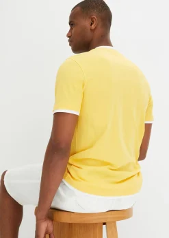 bonprix Lot de 2 t-shirts col tunisien 100 % coton|Homme T-Shirts & Polos