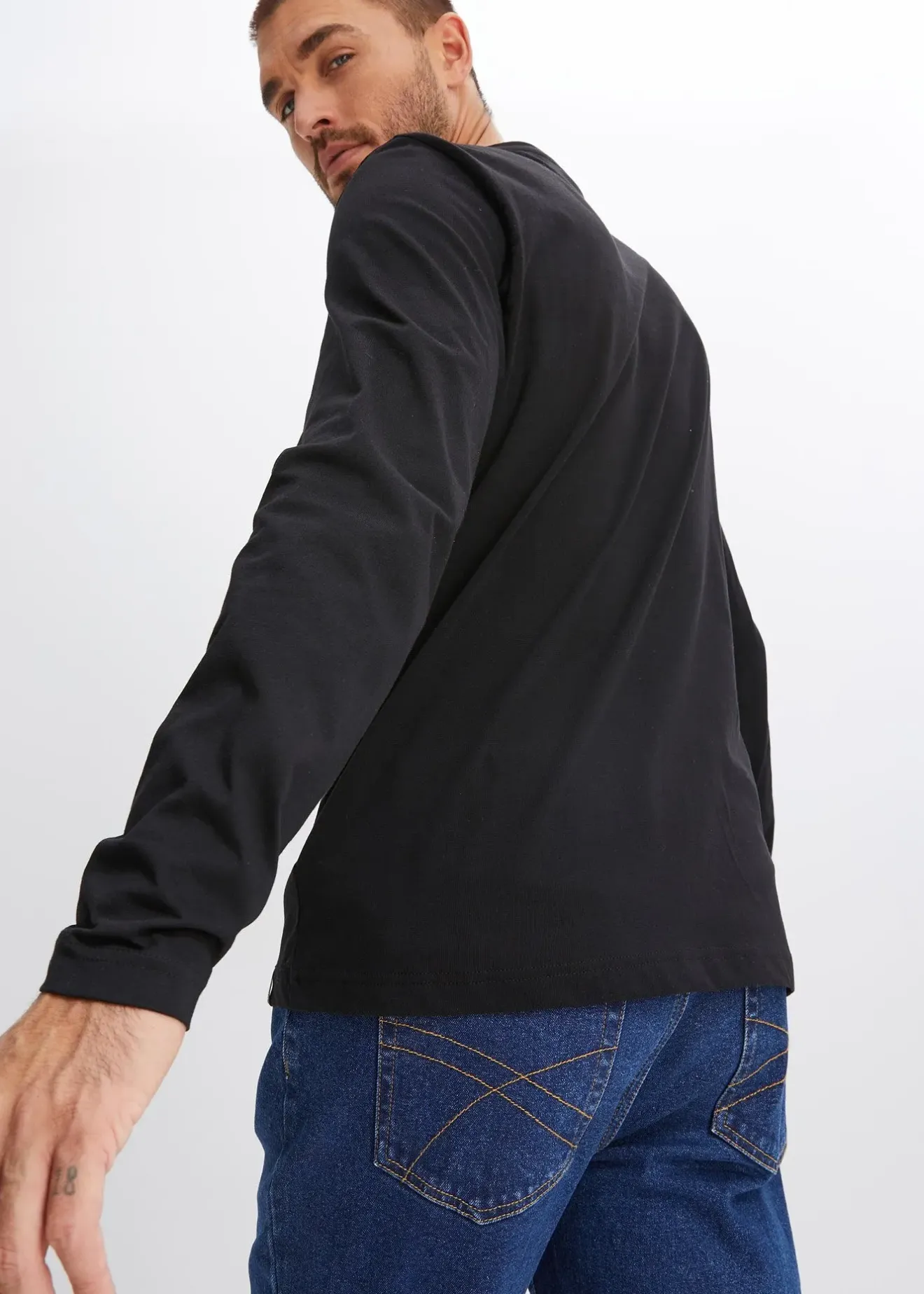 bonprix Lot de 2 T-shirts col tunisien 100% coton|Homme T-Shirts & Polos