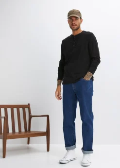 bonprix Lot de 2 T-shirts col tunisien 100% coton|Homme T-Shirts & Polos