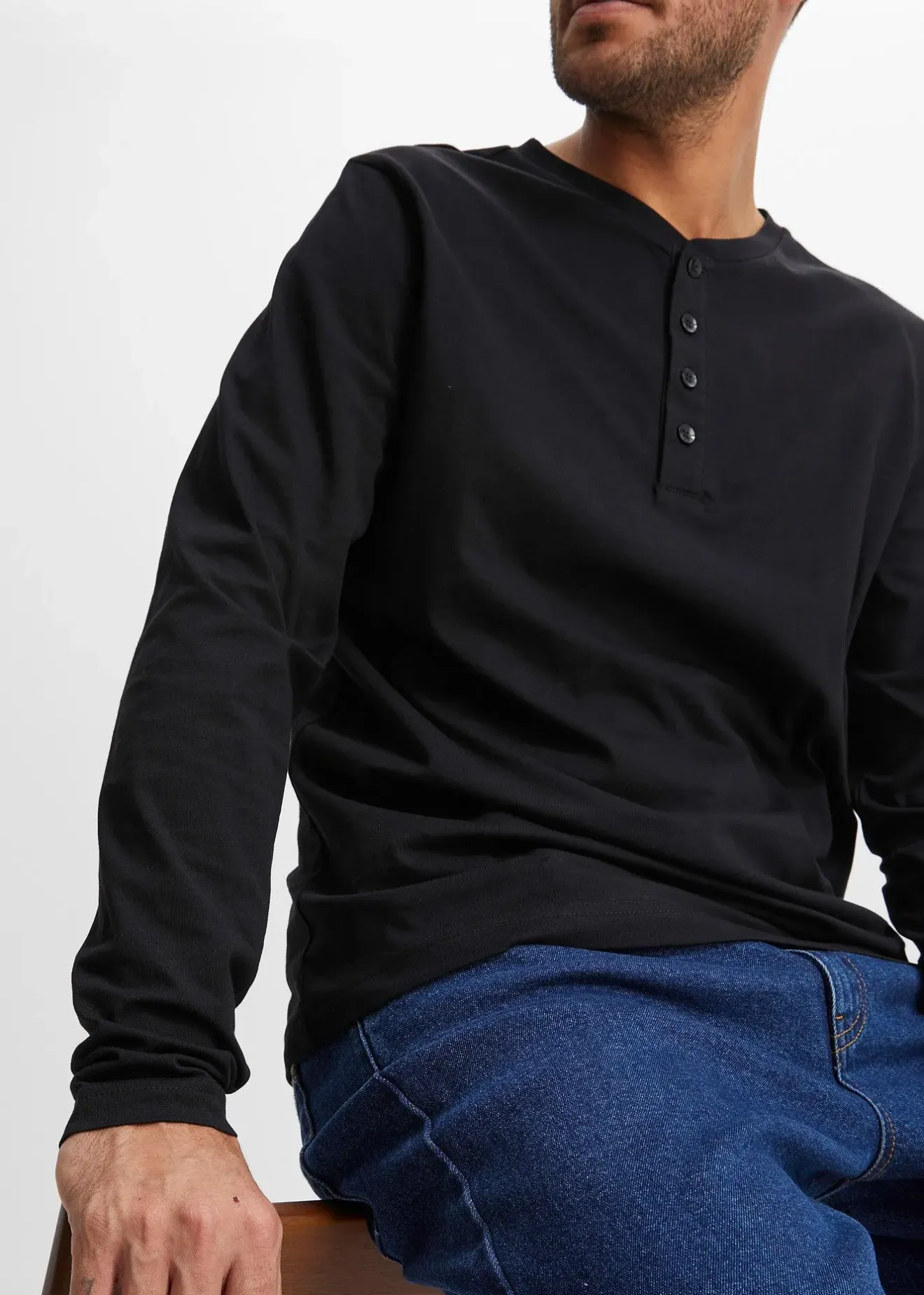 bonprix Lot de 2 T-shirts col tunisien 100% coton|Homme T-Shirts & Polos