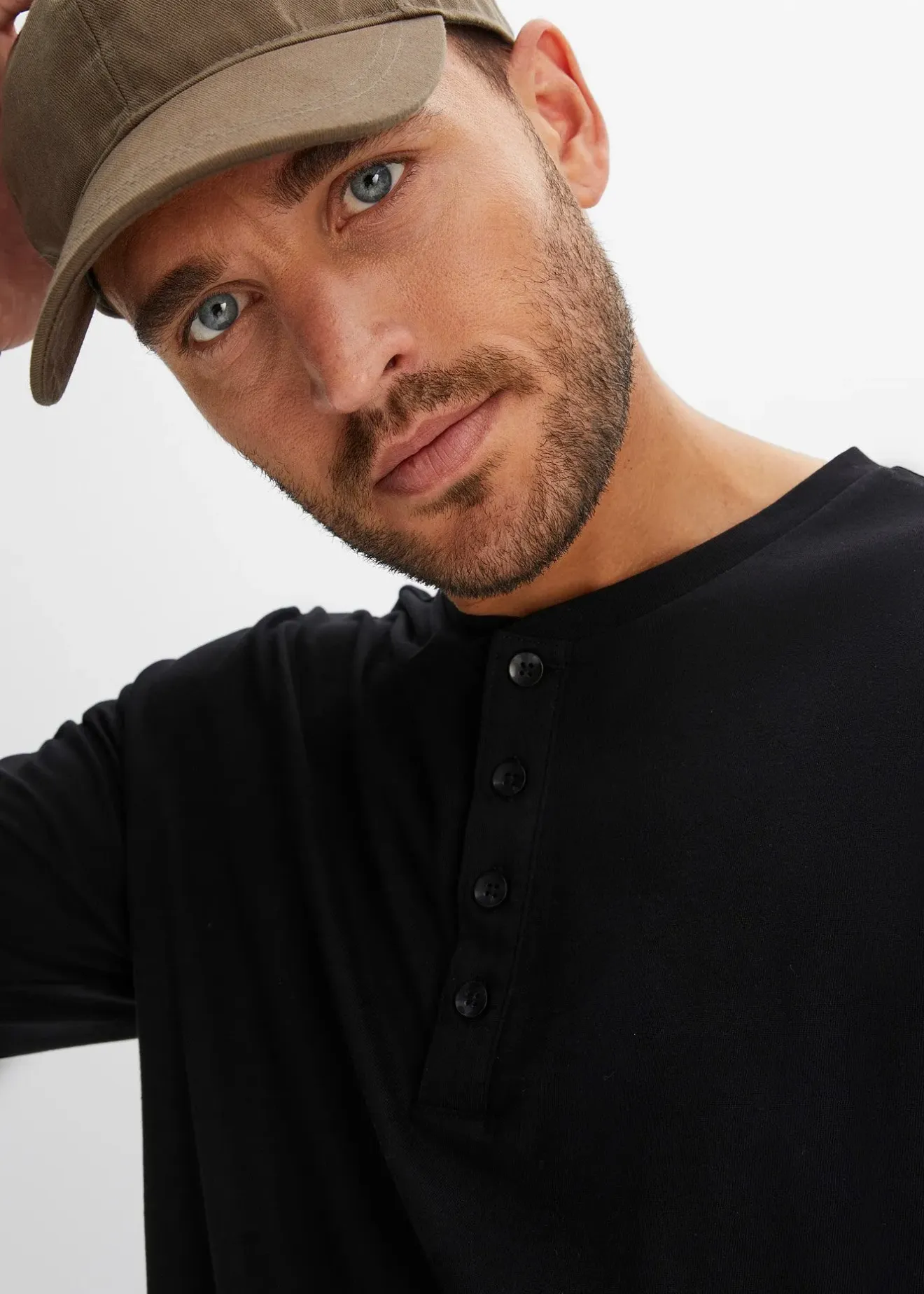 bonprix Lot de 2 T-shirts col tunisien 100% coton|Homme T-Shirts & Polos