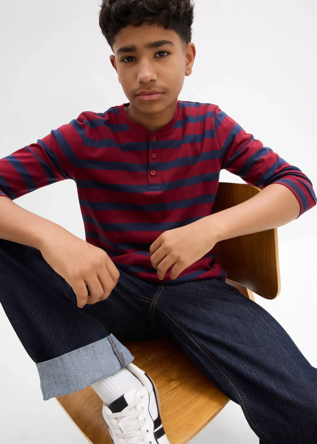 bonprix Lot de 3 T-shirts col tunisien 100% coton|Enfant Vêtements Enfant|Garçons 9-16 Ans·Lots De 2 Articles Et Plus