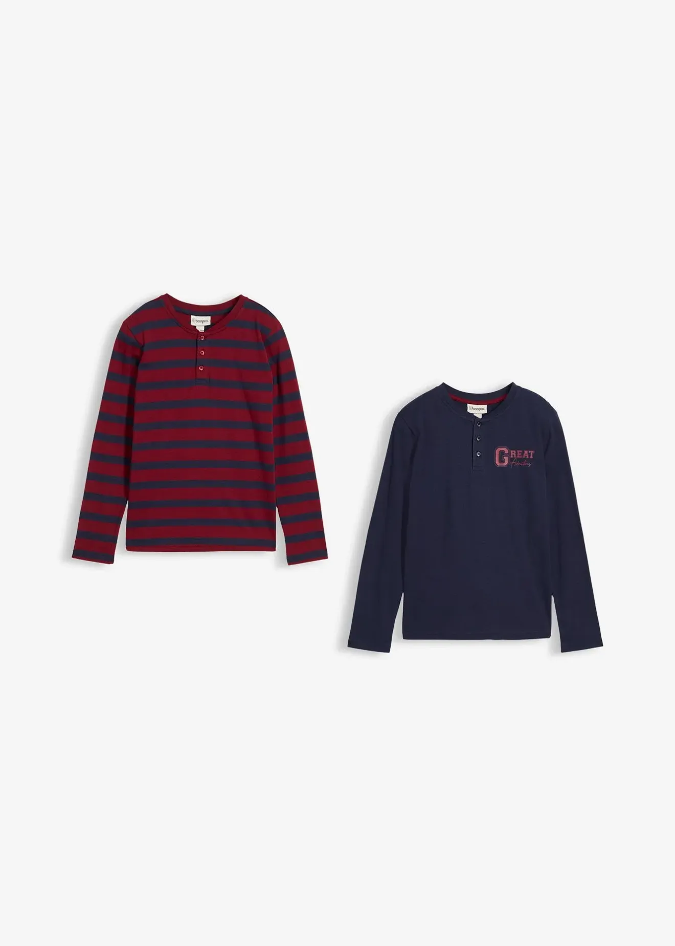 bonprix Lot de 3 T-shirts col tunisien 100% coton|Enfant Vêtements Enfant|Garçons 9-16 Ans·Lots De 2 Articles Et Plus