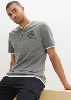 Homme bonprix T-Shirts & Polos|Lot de 2 t-shirts col tunisien 100 % coton