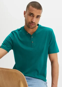 bonprix Lot de 2 T-shirts col tunisien 100 % coton|Homme T-Shirts & Polos