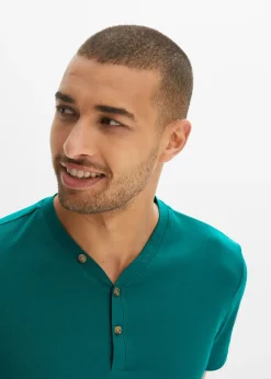 bonprix Lot de 2 T-shirts col tunisien 100 % coton|Homme T-Shirts & Polos