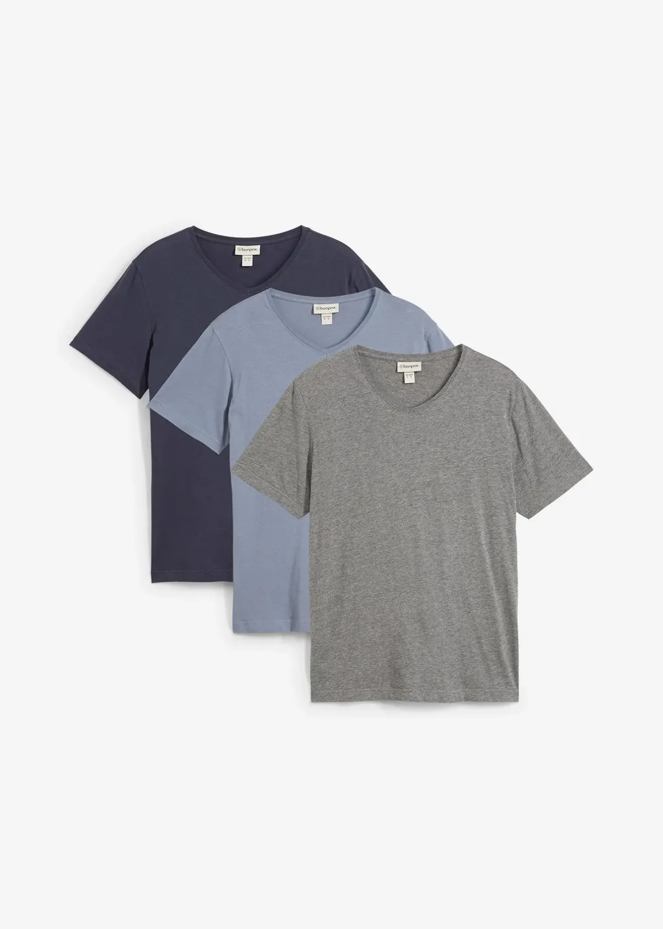 bonprix Lot de 3 T-shirts col V|Homme T-Shirts & Polos