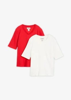 Femme bonprix Basiques|T-Shirts & Tops|Lot de 2 T-shirts côtelés