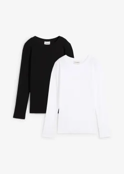 Femme bonprix Basiques|T-Shirts & Tops|Lot de 2 T-shirts côtelés