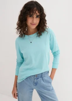 bonprix Lot de 5 T-shirts longs à col rond, manches longues|Femme Basiques|T-Shirts & Tops