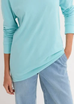 bonprix Lot de 5 T-shirts longs à col rond, manches longues|Femme Basiques|T-Shirts & Tops