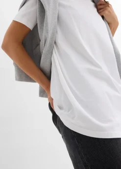 bonprix Lot de 2 T-shirts longs 100% coton|Femme Basiques|T-Shirts & Tops