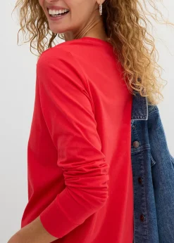 Femme bonprix Basiques|T-Shirts & Tops|Lot de 5 T-shirts longs à col rond, manches longues