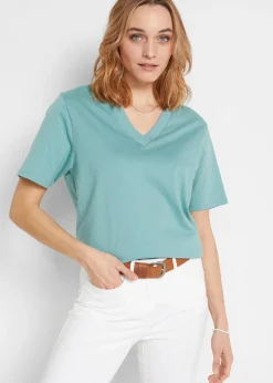 Femme bonprix Basiques|T-Shirts & Tops|Lot de 5 T-shirts longs et amples à col V